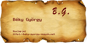 Béky György névjegykártya